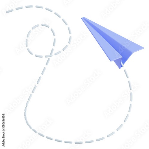 3D Flying Paper Plane Illustration