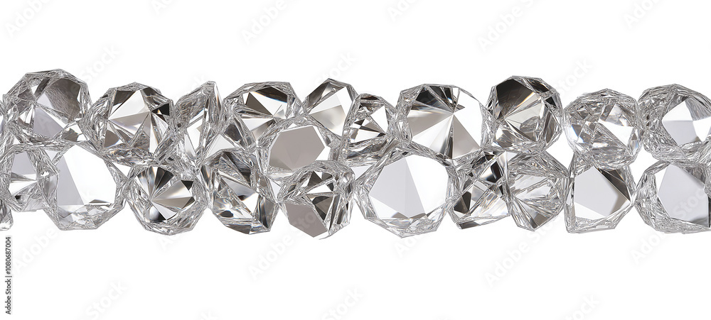 Seamless Horizontal White Diamond Gems boarder isolated on transparent background Seamless Horizontal White Diamond Gems boarder isolated on transparent background