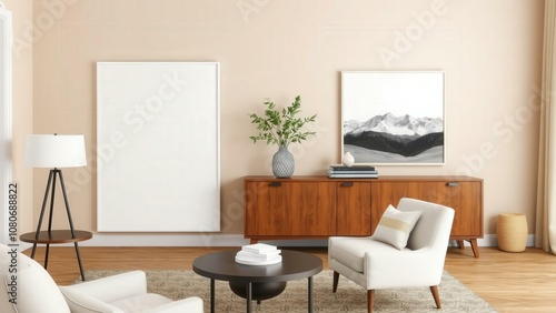 Modern Living Room Decor: Cozy Minimalist Design with Neutral Tones and Natural Elements for a Relaxing Atmosphere