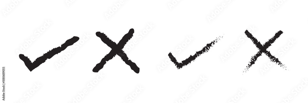 Naklejka premium Check mark and cross mark icons