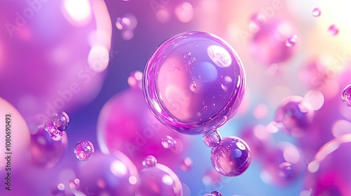 Colorful bubbles in shades of purple and pink, creating a dreamy and whimsical atmosphere.