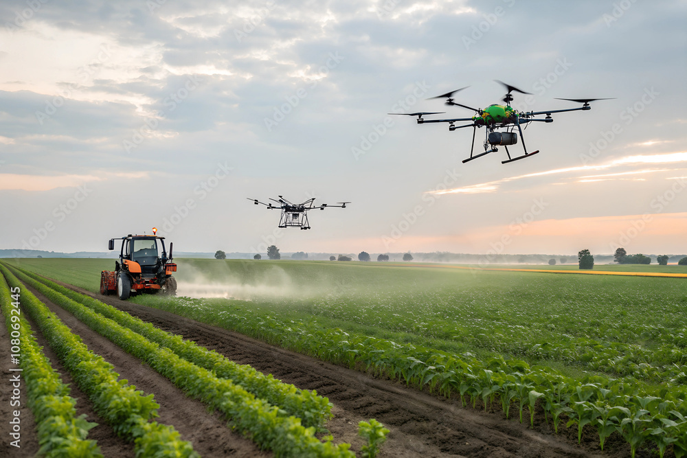 Smart farm technology uses drones to spray in the sky on farms Smart farm technology uses drones to spray in the sky on farms