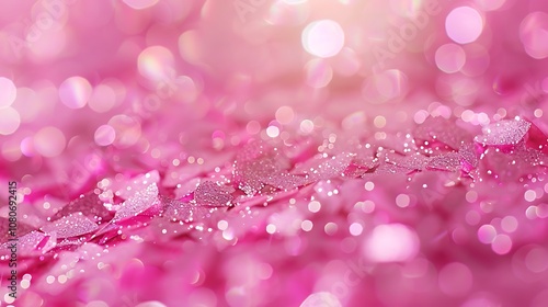 A shimmering pink background with sparkling glitter and bokeh effects, ideal for festive or creative designs.