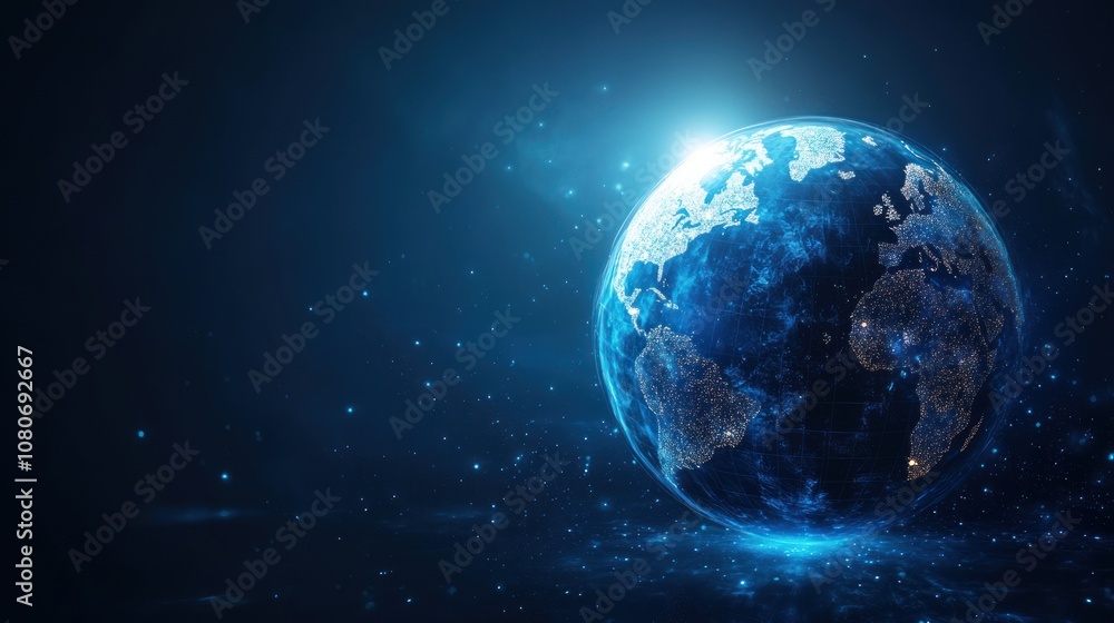 Obraz premium Glowing Earth in Space