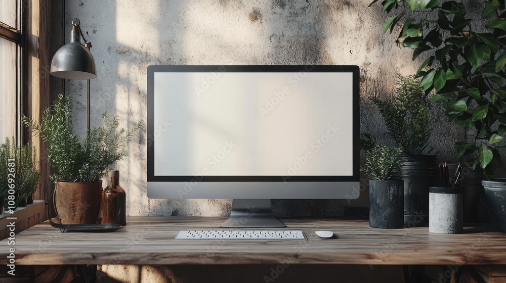 PC monitor mockup blank screen for technology product design and development PC monitor mockup blank screen for technology product design and development