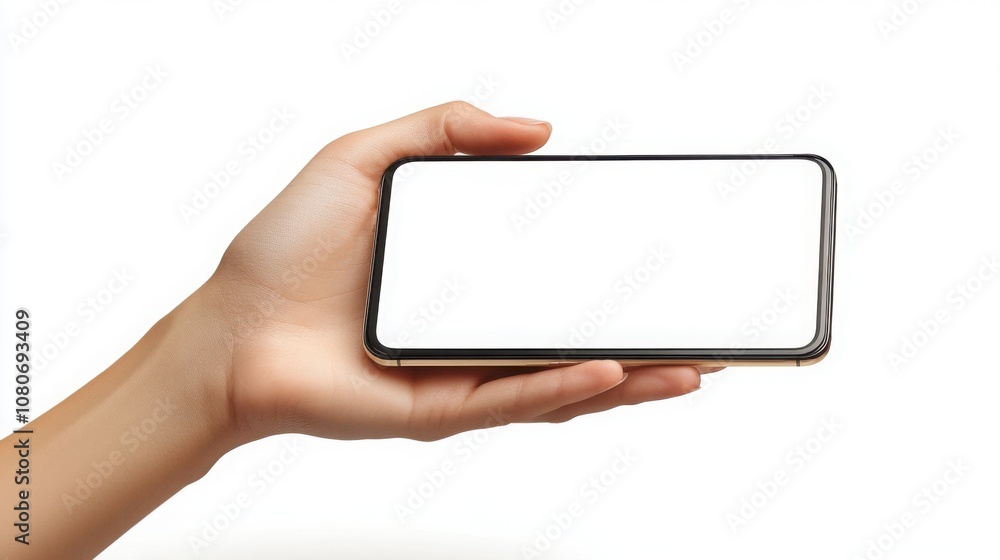 Smartphone Mockup Held in Hand with Blank Screen for Mobile App Design Smartphone Mockup Held in Hand with Blank Screen for Mobile App Design