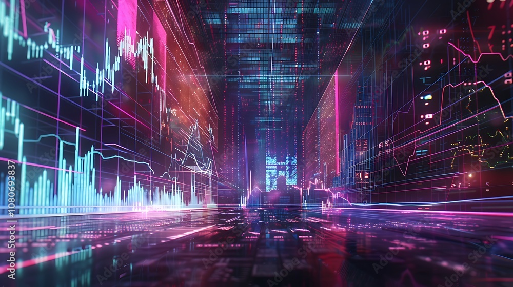 A futuristic digital landscape showcasing data visualizations and analytics. A futuristic digital landscape showcasing data visualizations and analytics.