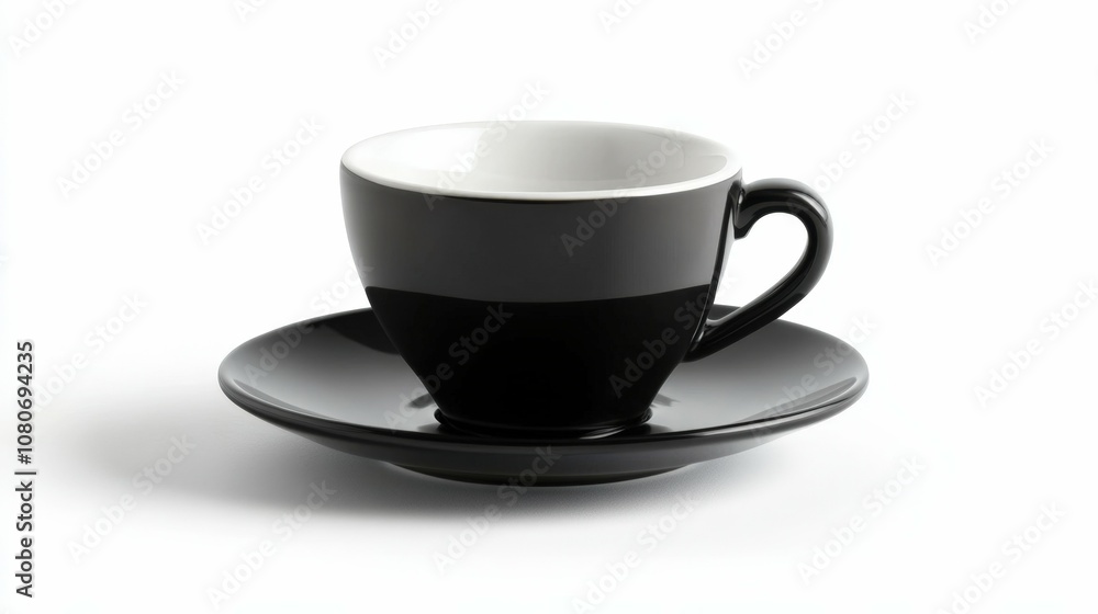Espresso cup with saucer, black coffee, isolated on white, Espresso cup with saucer, black coffee, isolated on white,