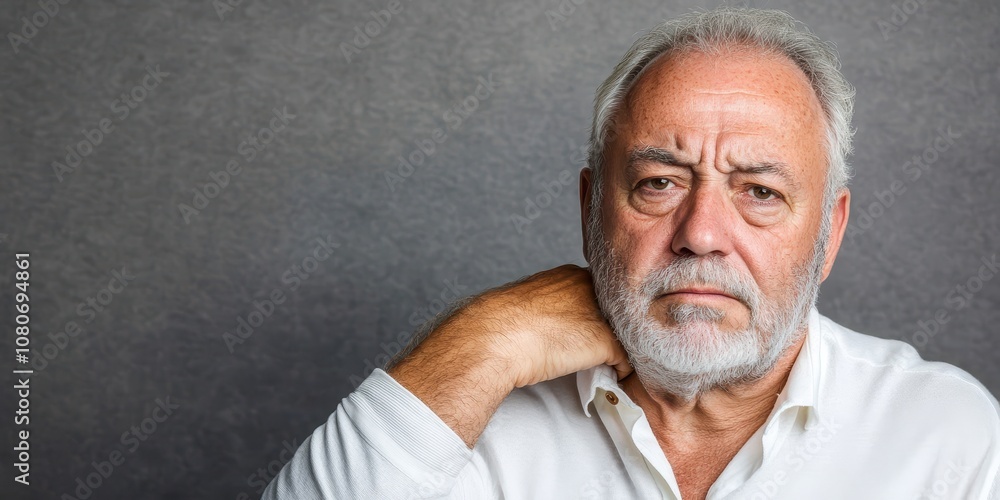 Close up Portrait of a Senior Man with a Serious Expression, Reflecting Life Experience and Maturity Close up Portrait of a Senior Man with a Serious Expression, Reflecting Life Experience and Maturity