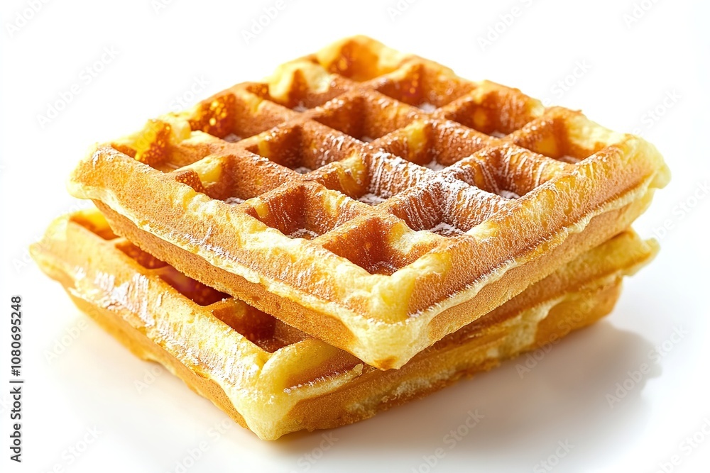 Excellent quality Belgian waffles isolated on a white backdrop. Generative Ai Excellent quality Belgian waffles isolated on a white backdrop. Generative Ai