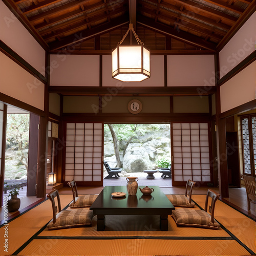 Japanese teahouse interior photo