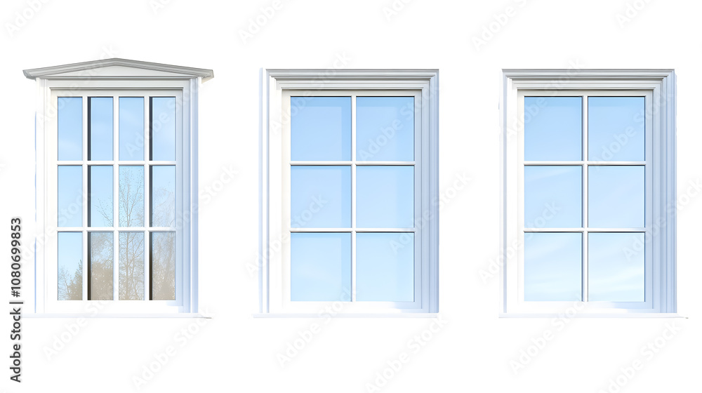 Real modern windows set on a transparent background. isolated background. Real modern windows set on a transparent background. isolated background.