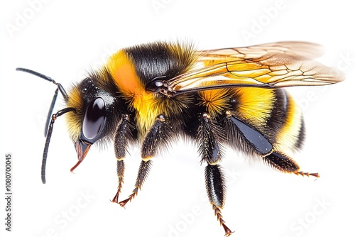 Excellent quality bee isolated on a white backdrop. Generative Ai