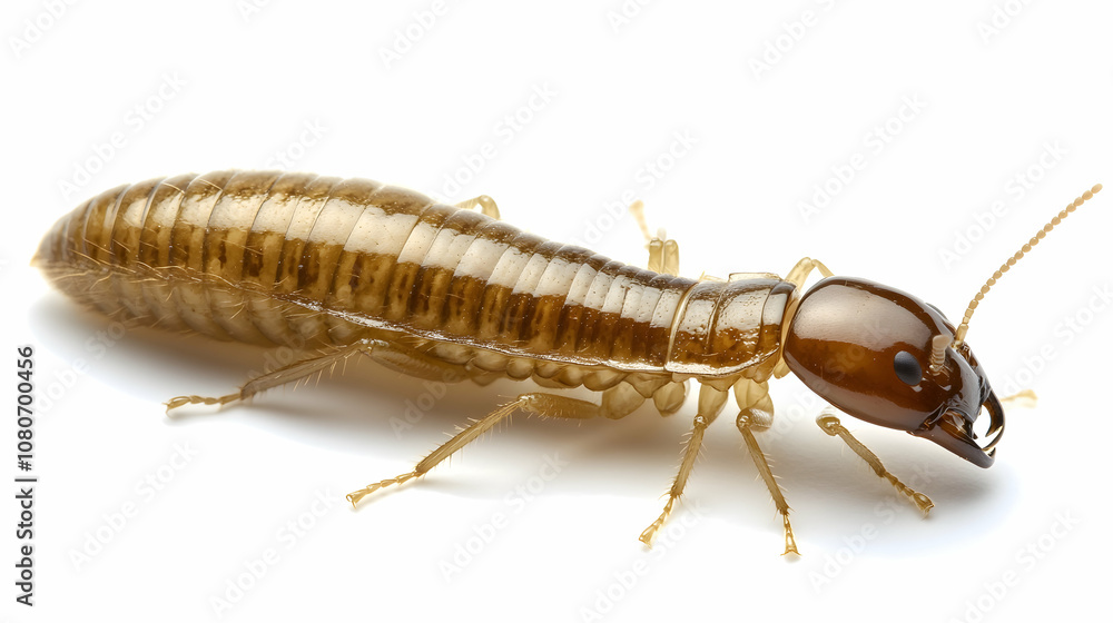 Close-up of a termite, isolated on a white background.