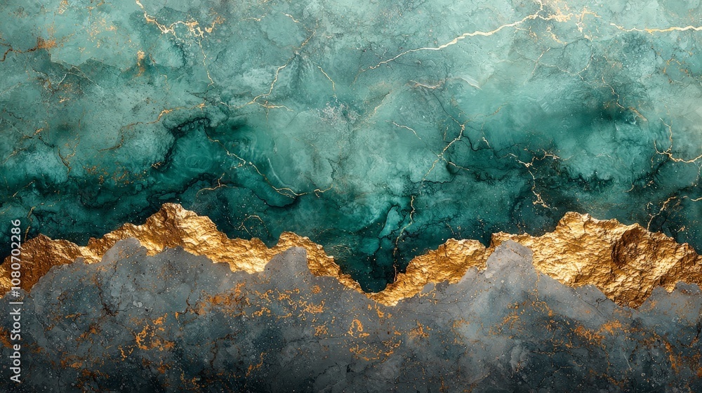 A textured abstract design featuring turquoise, gray, and gold elements. A textured abstract design featuring turquoise, gray, and gold elements.