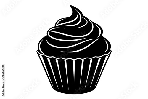 cupcake icon silhouette vector.