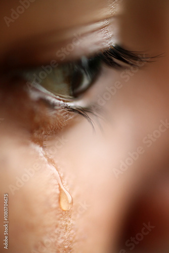 Macro view of an eye with tears