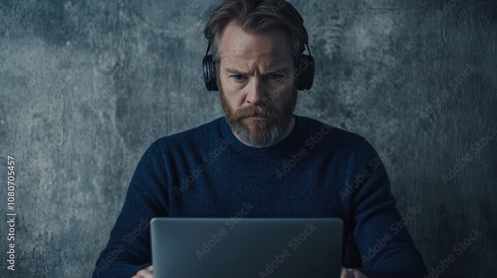 The Man with Laptop Headphones The Man with Laptop Headphones