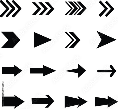 Arrows black icon set. Arrow icon. Arrow vector collection. Modern simple arrows. Vector illustration