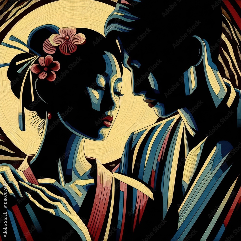 Obraz premium Design of a Japanese man and woman