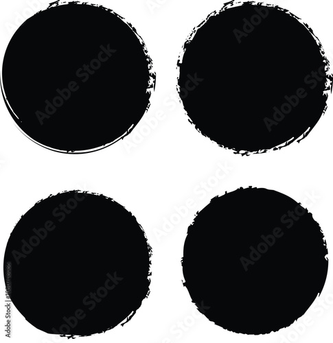 set of black seal sticker label isolated on white background.