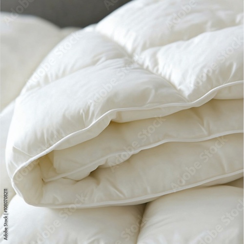 Cozy Close-Up of a Soft White Down Duvet