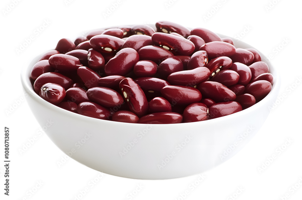 Red beans in a white bowl on a white background. isolated background. Red beans in a white bowl on a white background. isolated background.