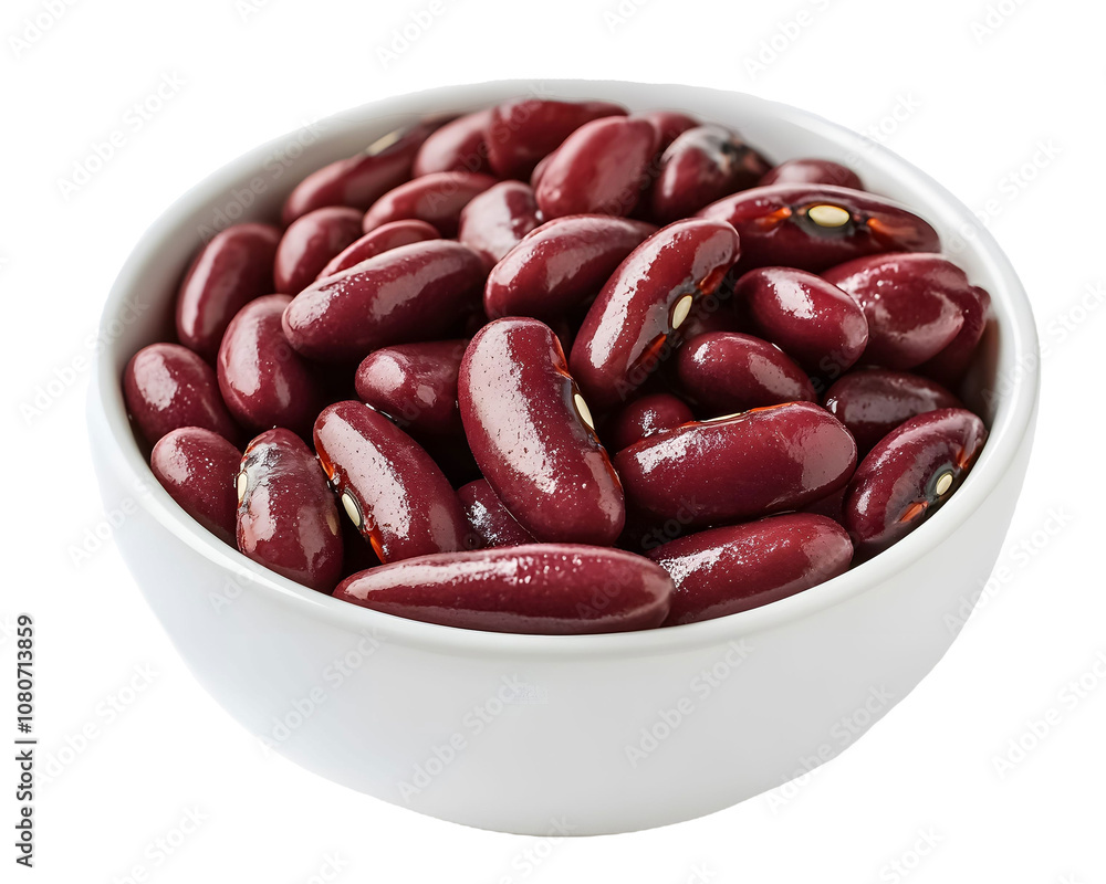 Red beans in a white bowl on a transparent background. isolated background. Red beans in a white bowl on a transparent background. isolated background.