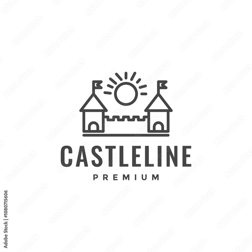 Fototapeta premium castle building line logo design vector illustration