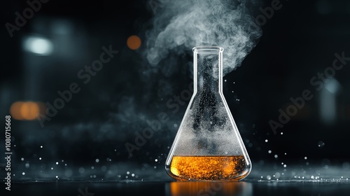 Bubbling Chemistry Flask with Vapor and Liquid