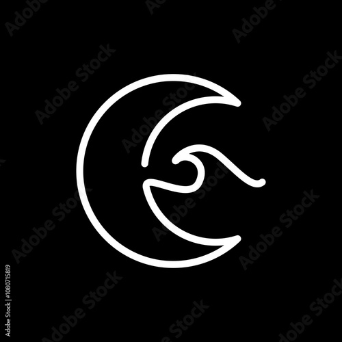night wave crescent logo design vector illustration