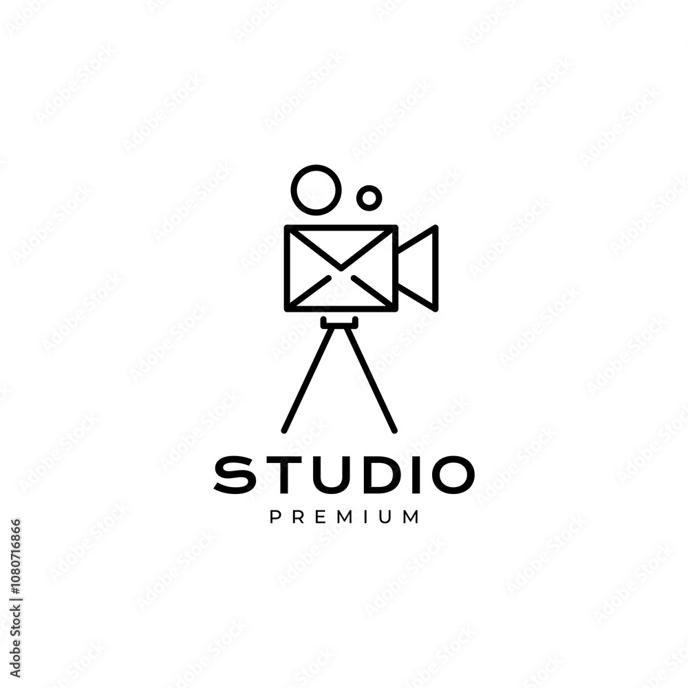 camare and recorder line logo design vector illustration camare and recorder line logo design vector illustration