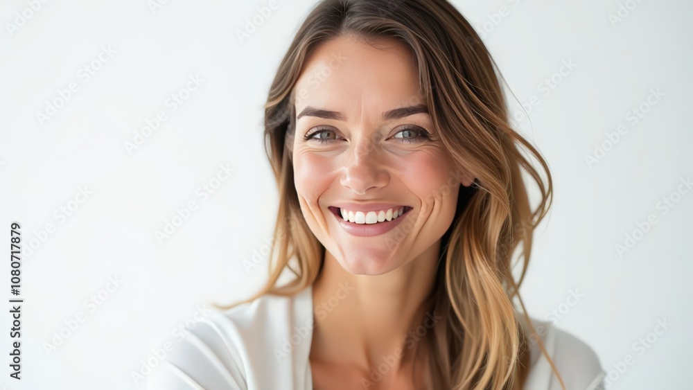 Portrait of a smiling blonde stylish women, looking at camera, happy face, neutral background for cutout, horizontal Portrait of a smiling blonde stylish women, looking at camera, happy face, neutral background for cutout, horizontal