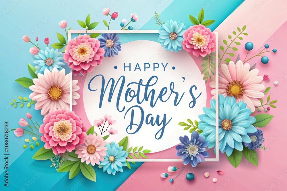 a card with flowers and a greeting card for mother's day a card with flowers and a greeting card for mother's day