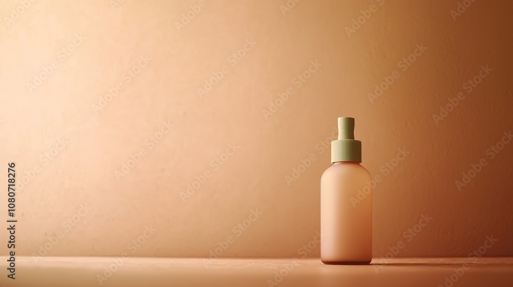 Minimalist aesthetic featuring a single beauty product bottle with a neutral earthy background, highlighting simplicity and elegance in personal care product design. Minimalist aesthetic featuring a single beauty product bottle with a neutral earthy background, highlighting simplicity and elegance in personal care product design.