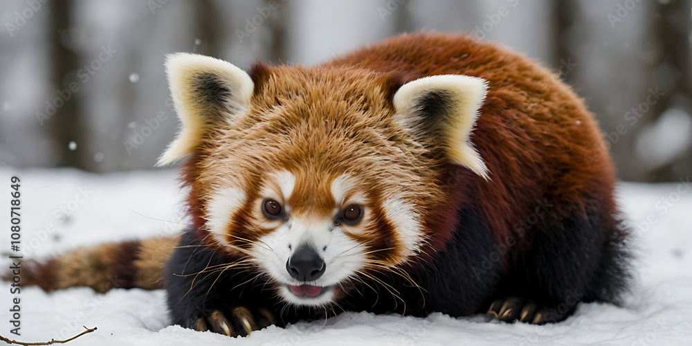 Obraz premium Cute Red Panda Animal lying on the white background Created with geenerative AI