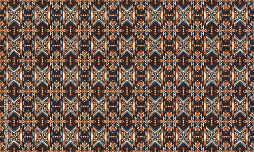 American tribal ethnic native pattern.Traditional Navajo,Aztec,Apache,Southwest and Mexican style fabric pattern.Abstract vector motifs pattern.For fabric,clothing,blanket,carpet,woven,wrap,decoration