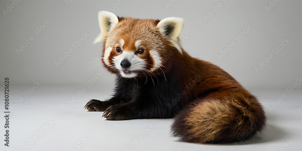 Obraz premium Cute Red Panda Animal lying on the white background Created with geenerative AI