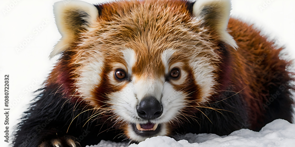 Obraz premium Cute Red Panda Animal lying on the white background Created with geenerative AI