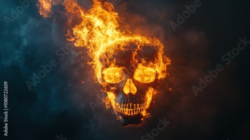 Burning Skull in Smoke