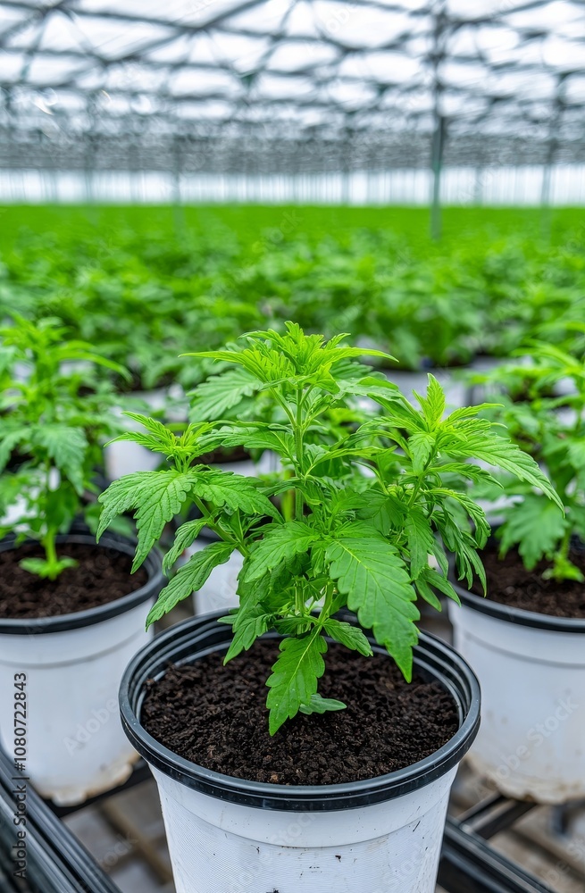 An herb and vegetable greenhouse at a hydroponic farm An herb and vegetable greenhouse at a hydroponic farm