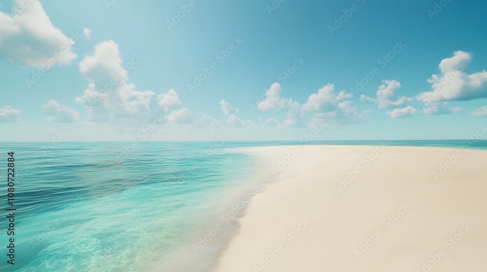 A hyper-realistic beach with gently curved white sand dunes, framed by a turquoise sea under a clear blue sky in symmetrical harmony. No text, no logo, wide angle shot, Cinematic Scene, 4k A hyper-realistic beach with gently curved white sand dunes, framed by a turquoise sea under a clear blue sky in symmetrical harmony. No text, no logo, wide angle shot, Cinematic Scene, 4k
