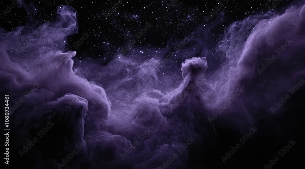 A black background with swirling purple smoke in the foreground A black background with swirling purple smoke in the foreground