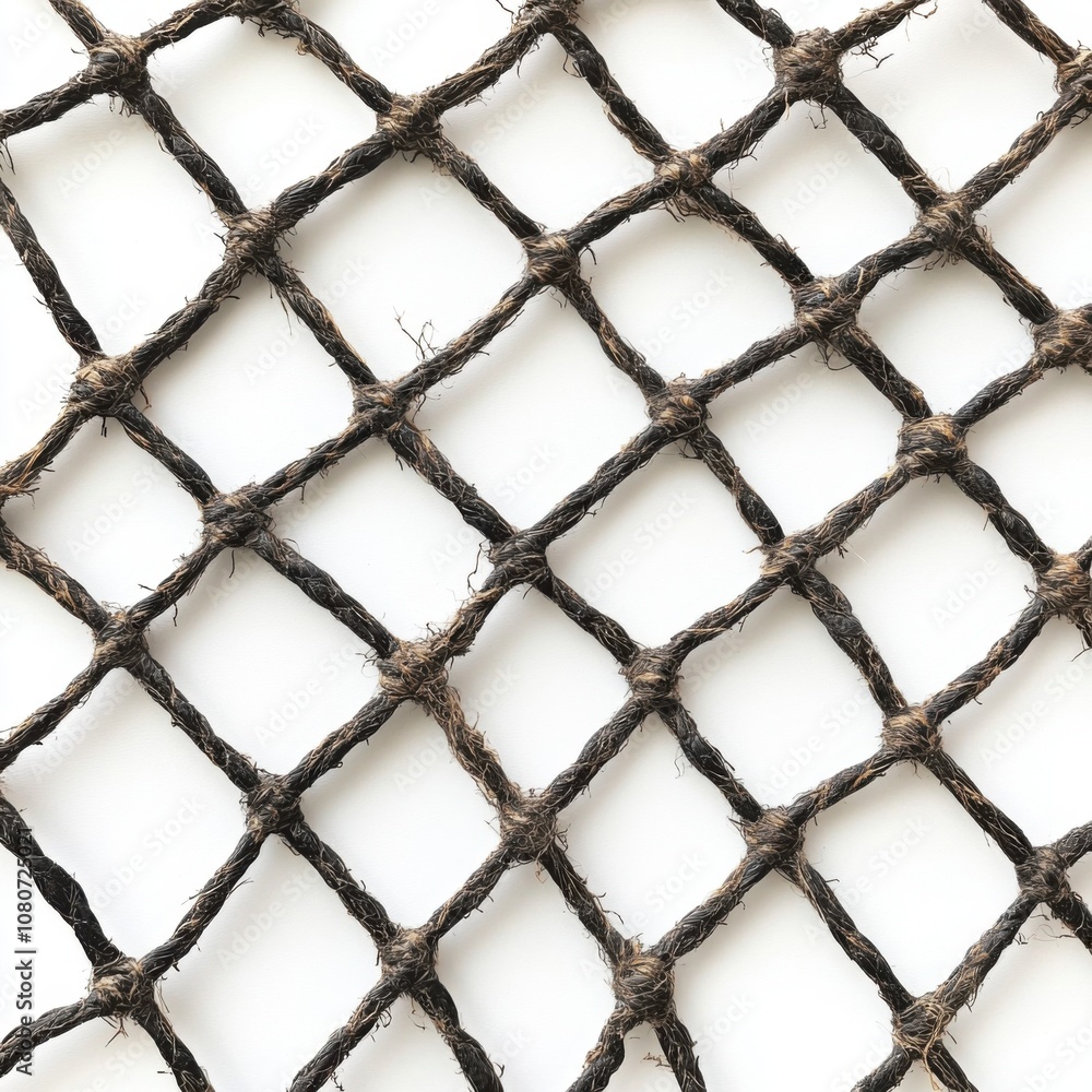 Rustic brown rope netting pattern on a light background for design concept Rustic brown rope netting pattern on a light background for design concept
