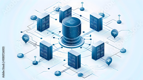 Schematic Illustration of Nginx Load Balancing and Network Traffic Distribution photo