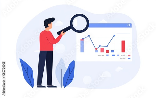 Marketer reviewing keyword impact on website conversions with detailed charts and heatmaps highlighting user interactions photo