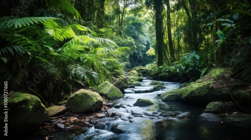 Lush Tropical Rainforest Stream