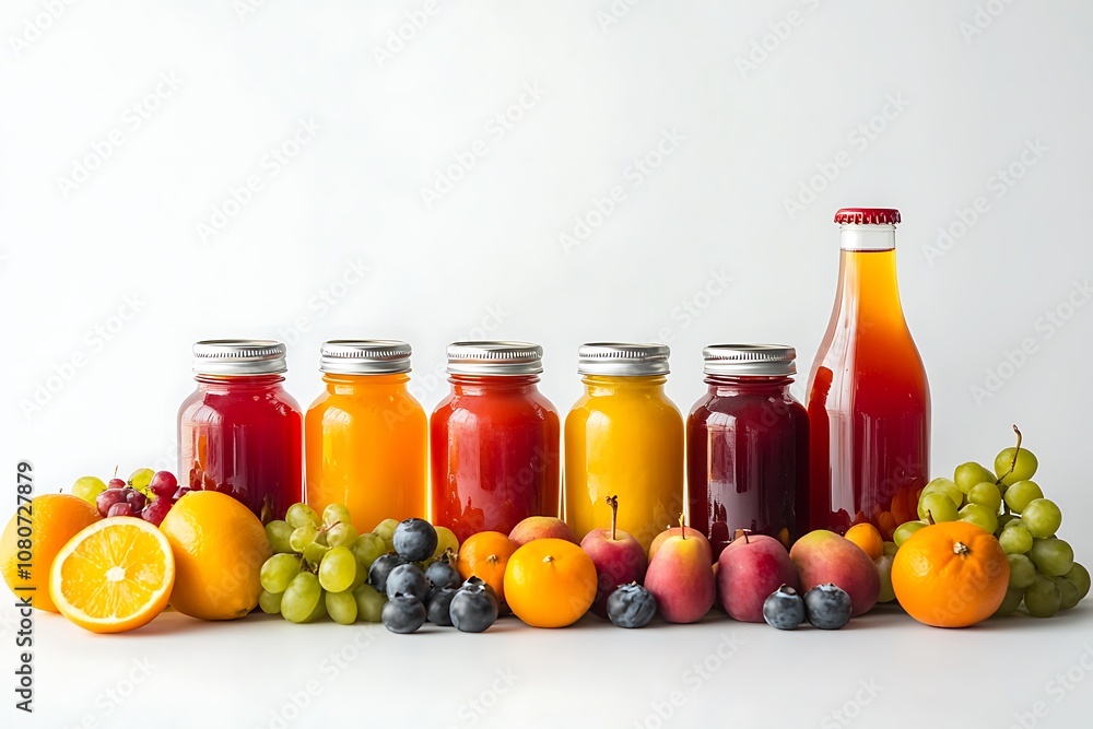 Canned and Bottled Fruits isolated on a white background Canned and Bottled Fruits isolated on a white background