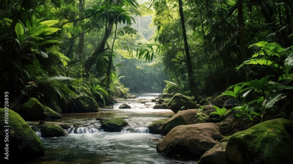 Lush Tropical Rainforest Stream Lush Tropical Rainforest Stream