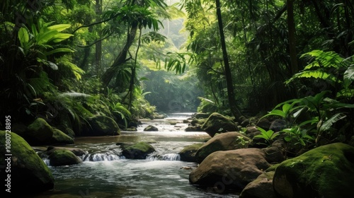 Lush Tropical Rainforest Stream